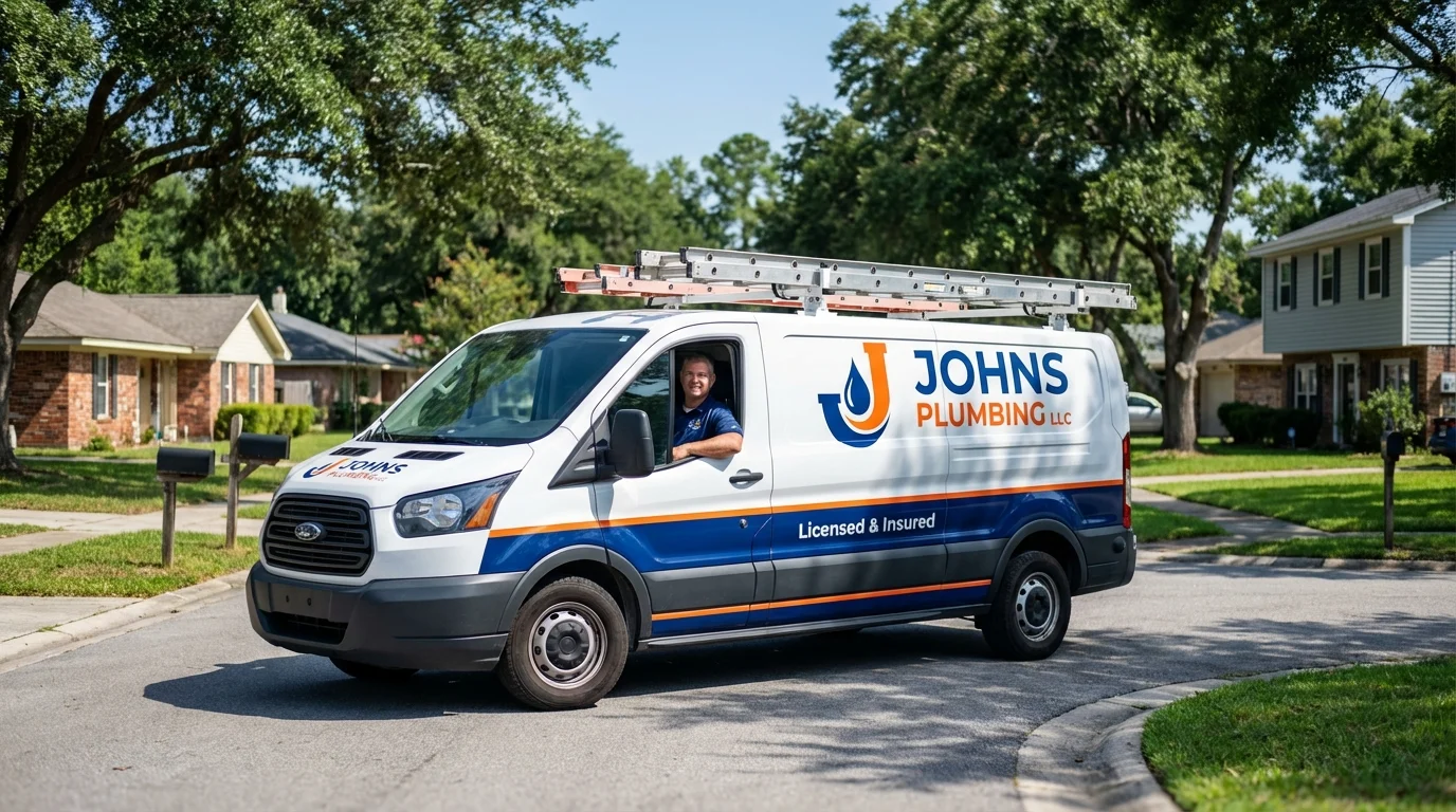 Johns Plumbing LLC service van in Spiro, OK