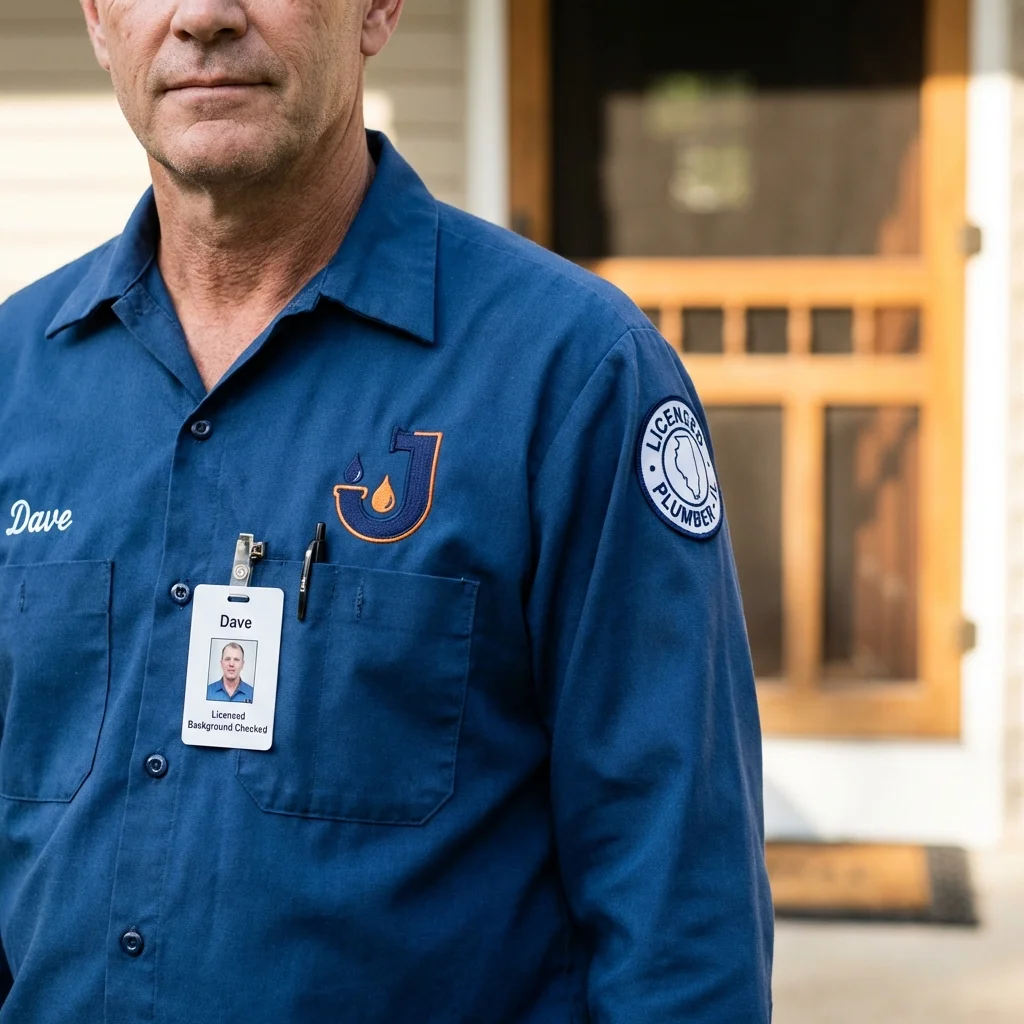 Licensed plumber showing ID badge in Spiro, OK